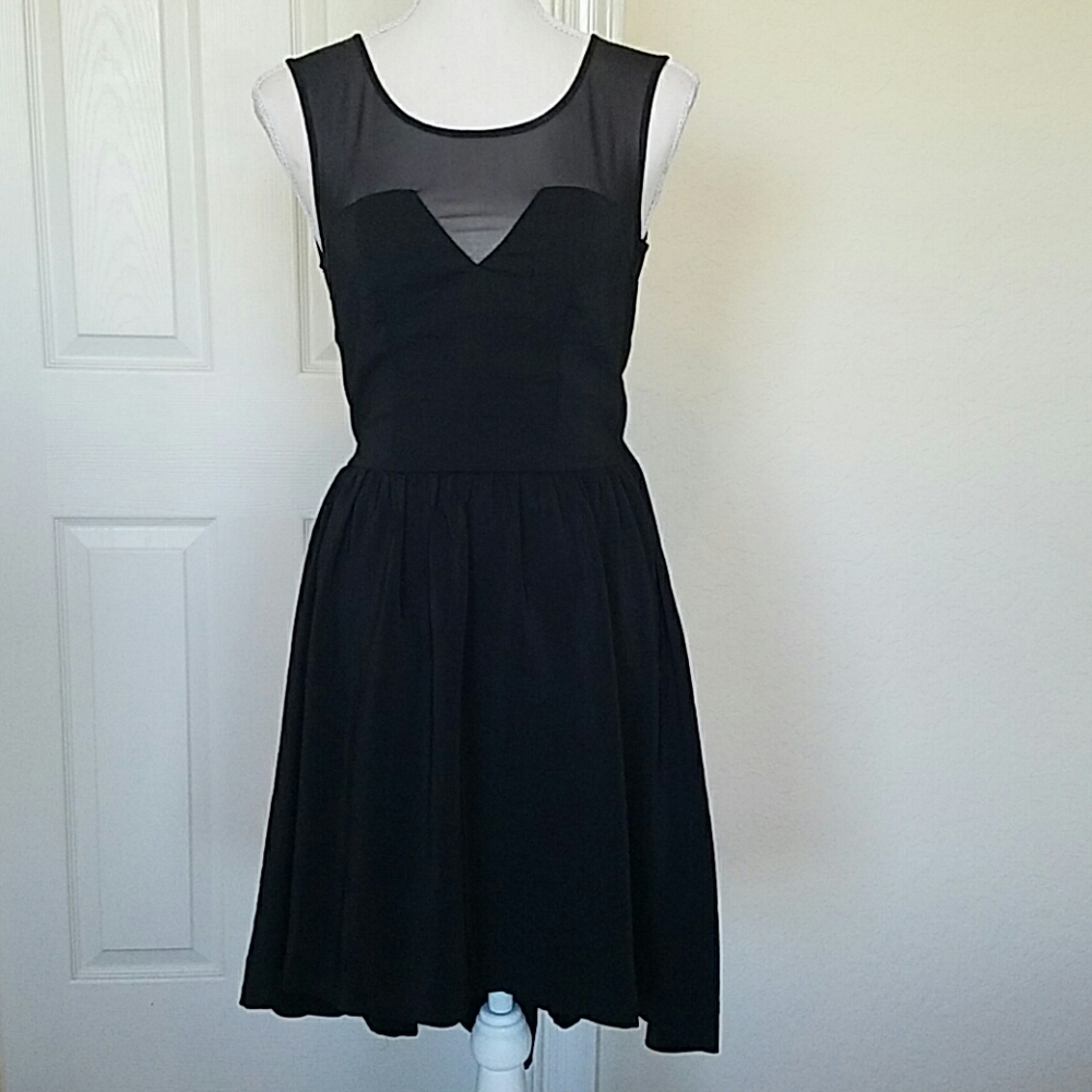 H&M hi-lo mock-neck black chiffon dress